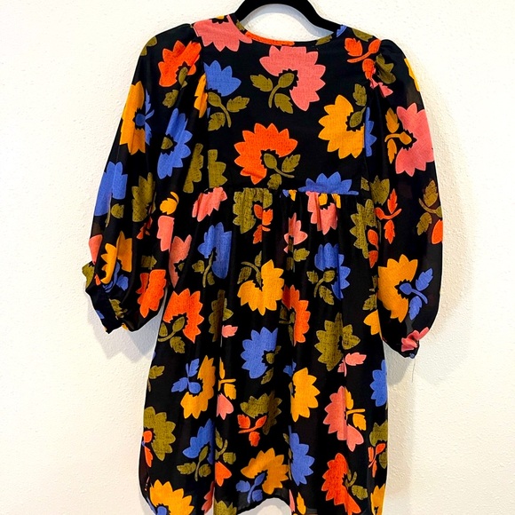 Floral Mini Dress - Black, Red, Blue, Orange - Picture 7 of 9
